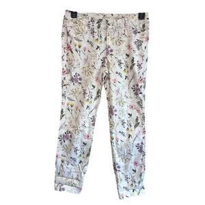 Old Navy Pixie Chino Pant Cropped Capri‎ Spring White Floral Coquette 4 Regular